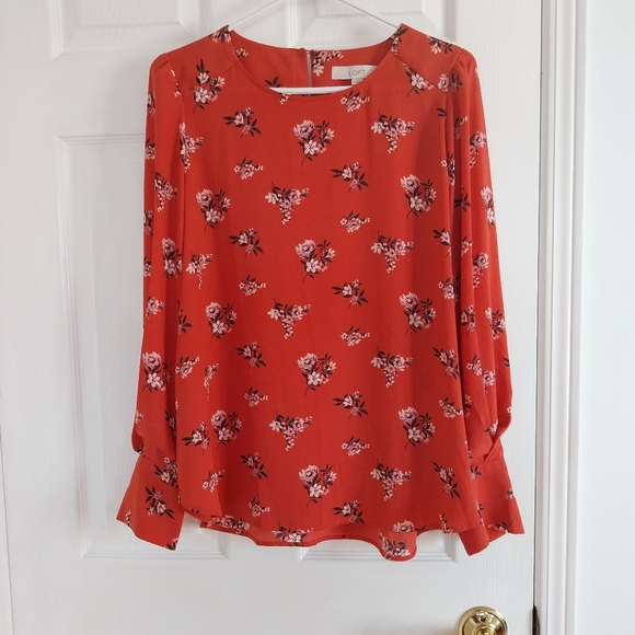 LOFT Red Floral Blouse - Picture 1 of 5